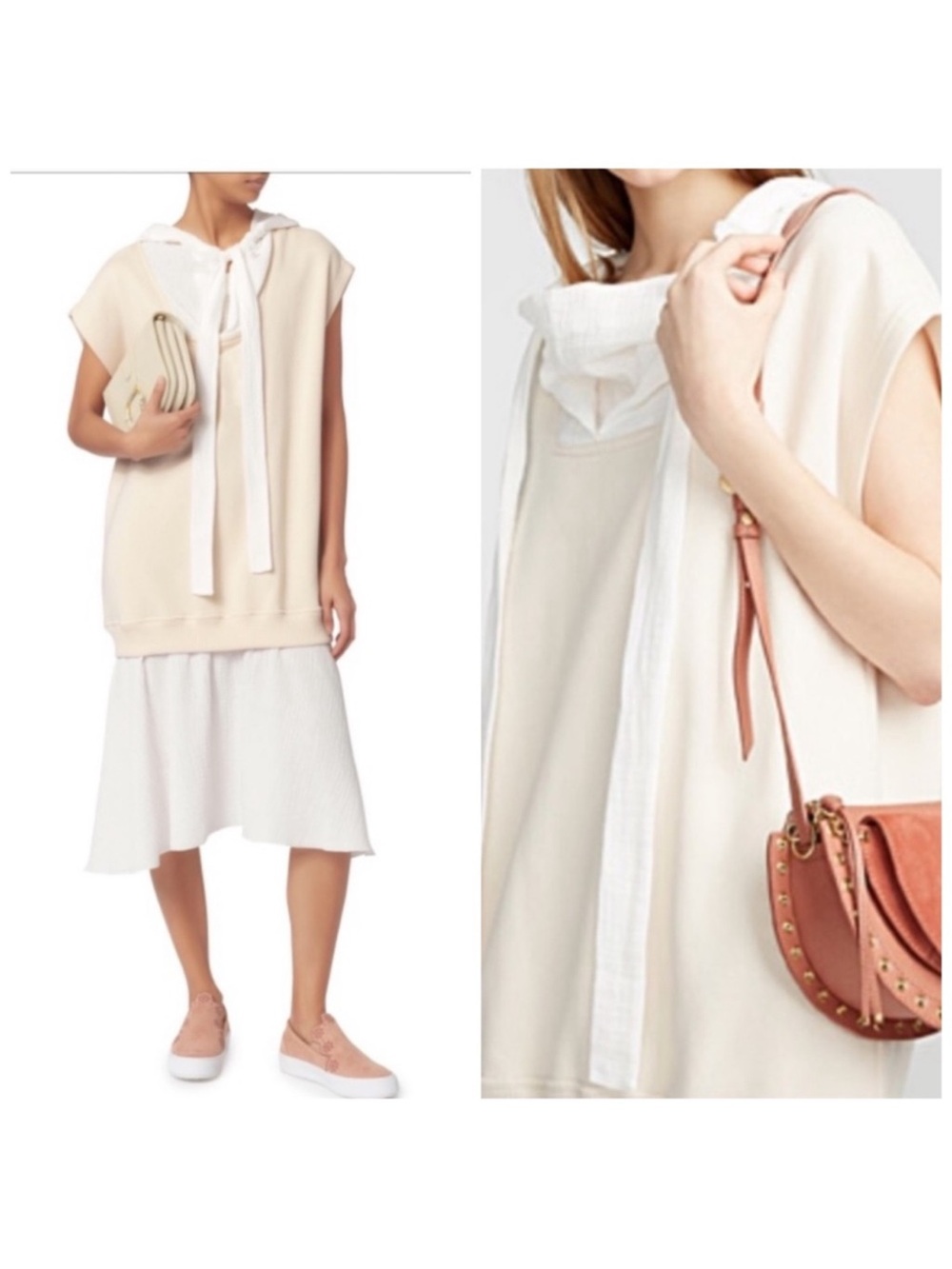 See By Chloe Sweatshirt Hoodie Dress in Natural Size XS